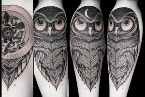 Owls and moon tattoo idea