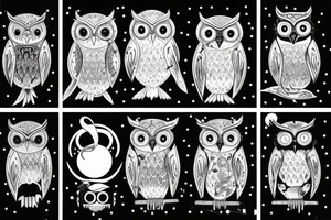 Owls and moon tattoo idea