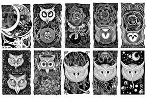 Owls and moon tattoo idea