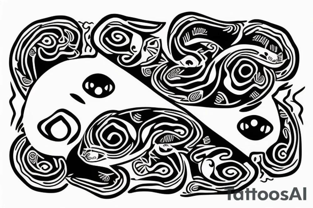 two cats in ying and yang style tattoo idea