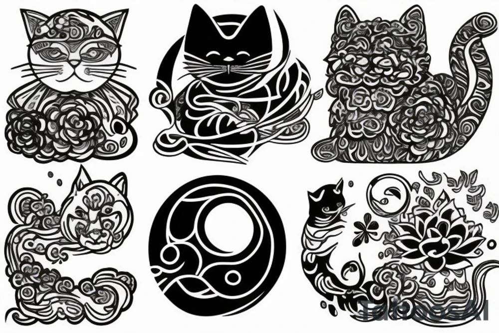 two cats in ying and yang style tattoo idea