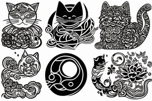 two cats in ying and yang style tattoo idea