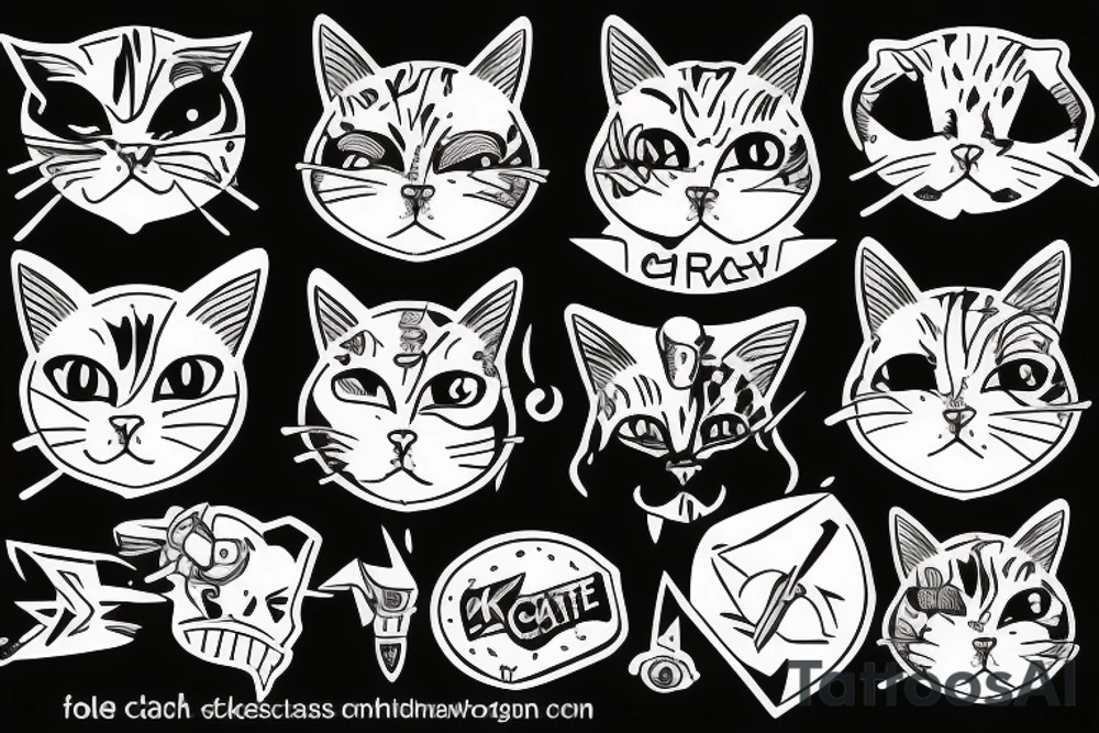 two cats with knives tattoo idea