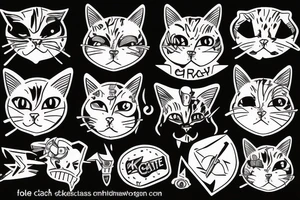 two cats with knives tattoo idea
