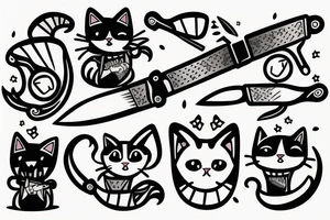 two cats with knives tattoo idea