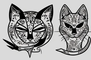 two cats with knives tattoo idea
