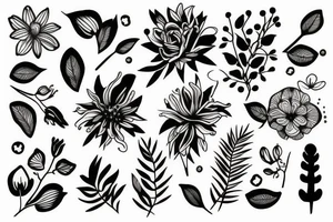 flora and fauna illustration tattoo idea