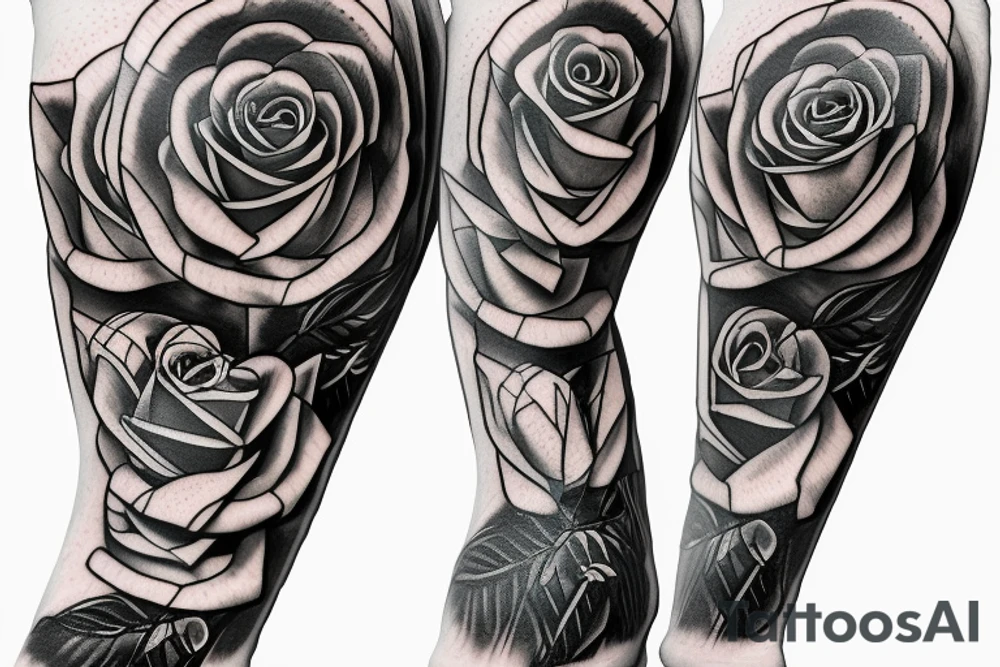 Spartan warrior roses and stopwatch tattoo idea