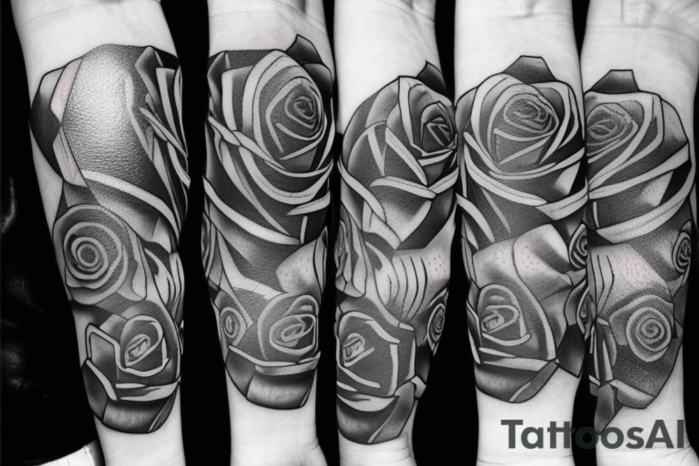 Spartan warrior roses and stopwatch tattoo idea