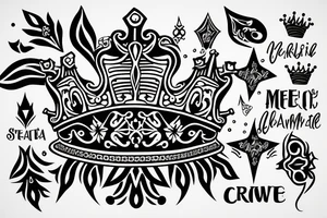 create a crown with megha text tattoo idea