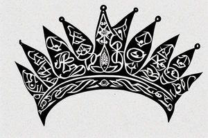 create a crown with megha text tattoo idea