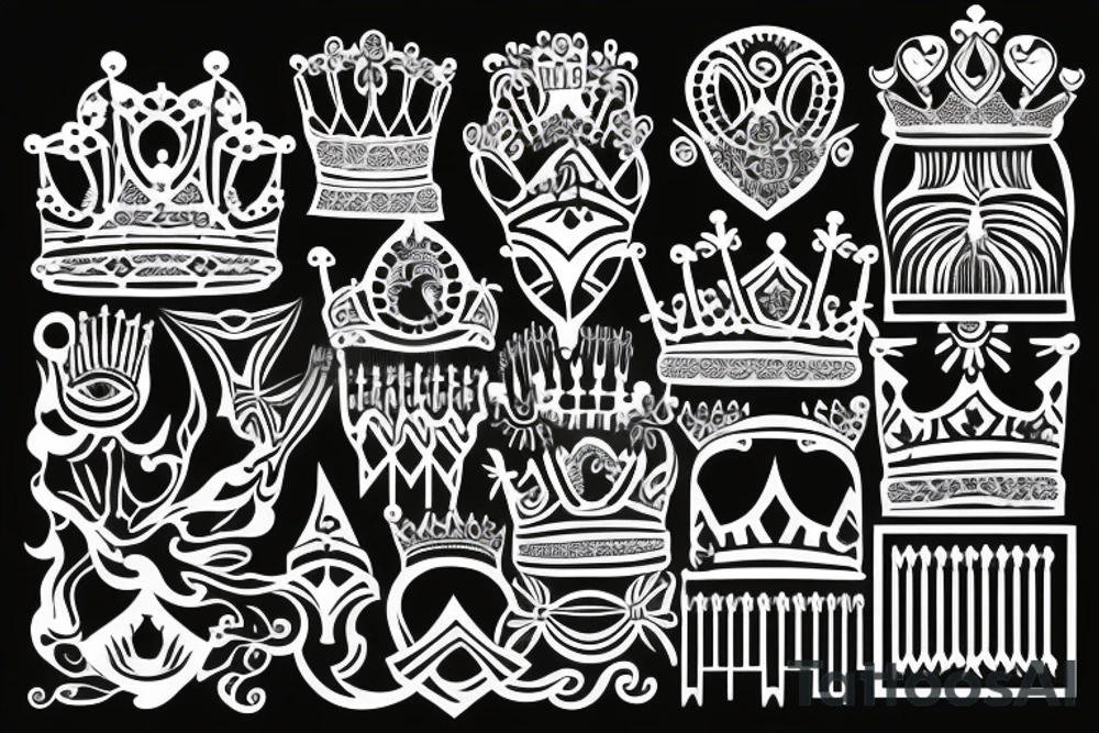 create a crown with megha text tattoo idea