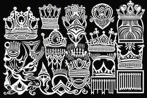 create a crown with megha text tattoo idea