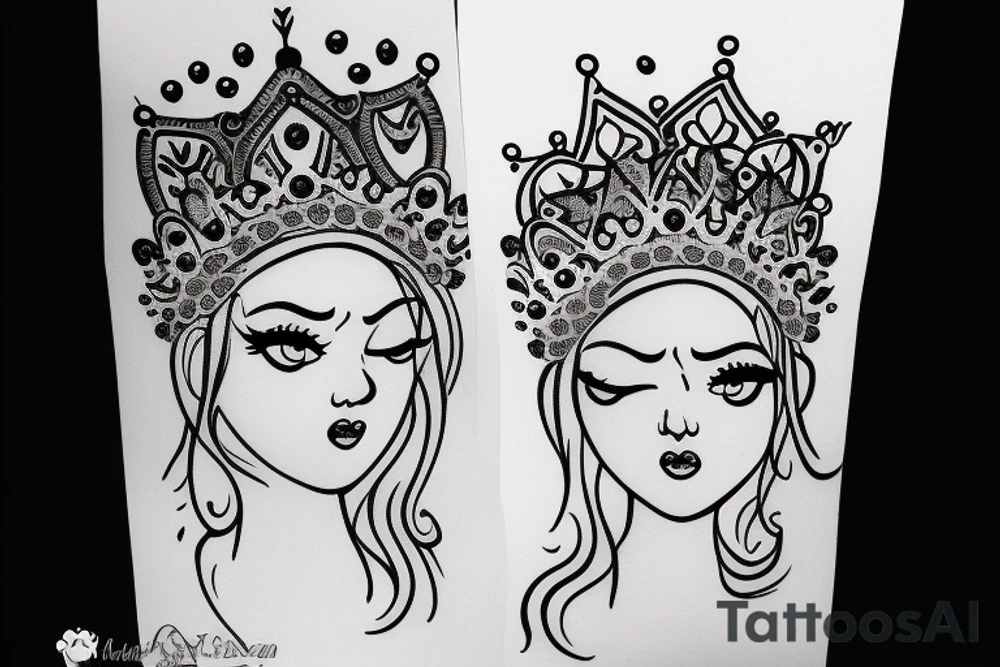 create a crown with megha text tattoo idea