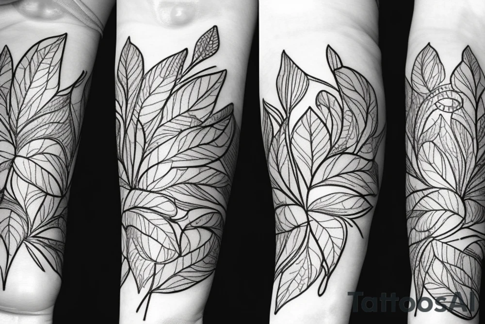 Thin lined flower with tiny leaves that wraps around the arm tattoo idea