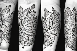Thin lined flower with tiny leaves that wraps around the arm tattoo idea
