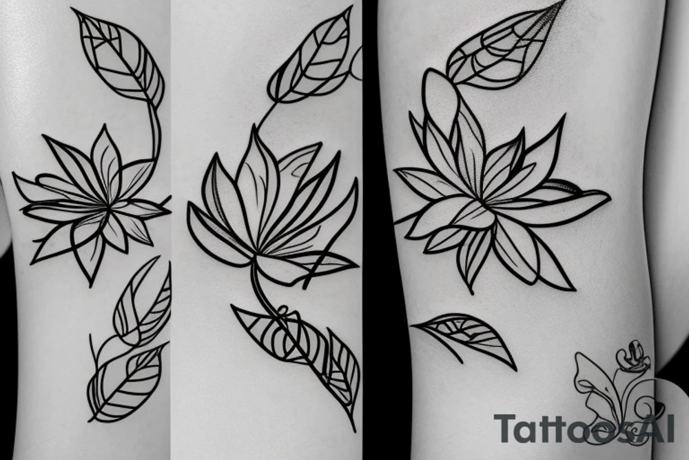 Thin lined flower with tiny leaves that wraps around the arm tattoo idea