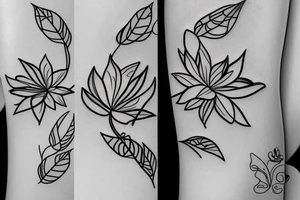 Thin lined flower with tiny leaves that wraps around the arm tattoo idea