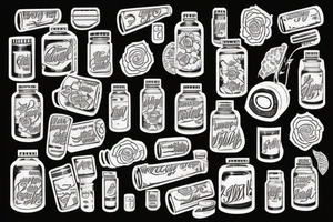 pill bottle and rose tattoo idea
