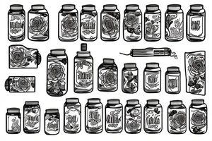 pill bottle and rose tattoo idea