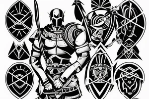 spartan warrior full armor holding a rose in his hand tattoo idea