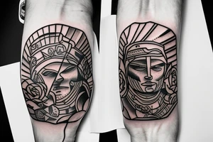spartan warrior full armor holding a rose in his hand tattoo idea