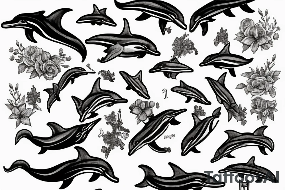 2 dolphins and a catholic cross tattoo idea