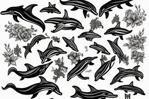 2 dolphins and a catholic cross tattoo idea