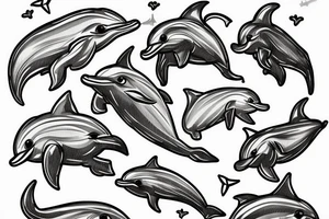 Dolphins swimming around a cross tattoo idea