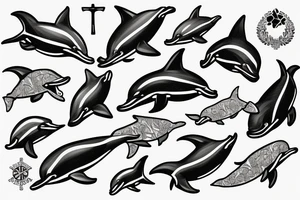 Dolphins swimming around a cross tattoo idea