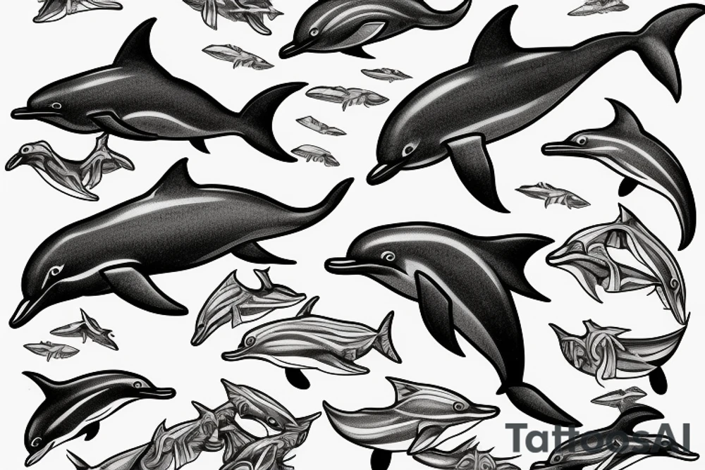 Dolphins swimming around a cross tattoo idea
