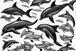 Dolphins swimming around a cross tattoo idea