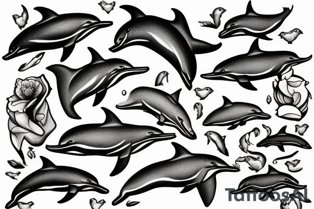 Dolphins swimming with a cross tattoo idea