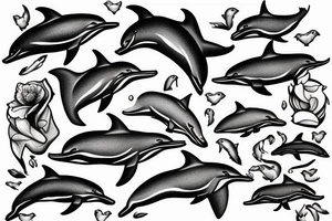 Dolphins swimming with a cross tattoo idea