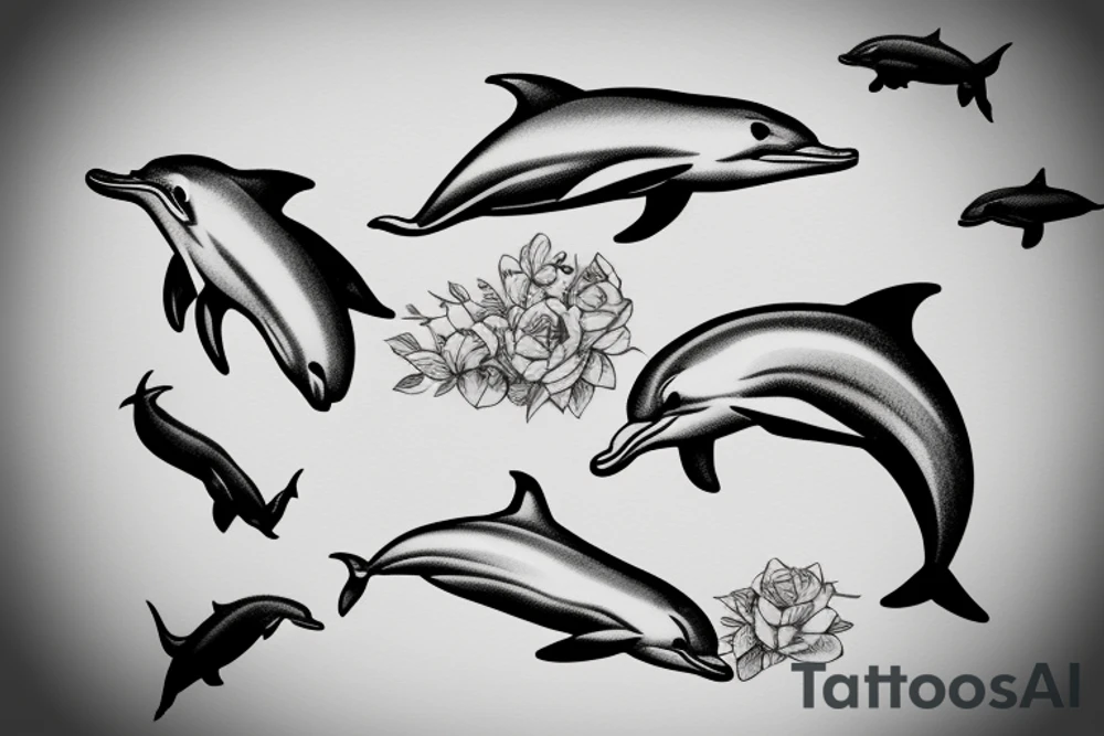 Dolphins swimming with a cross tattoo idea