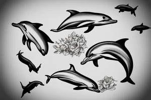 Dolphins swimming with a cross tattoo idea