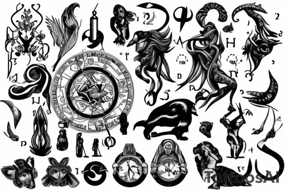 Libra zodiac and cancer zodiac tattoo idea