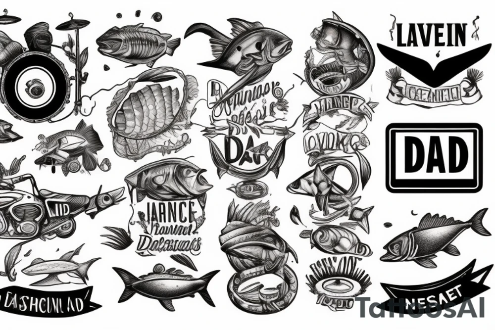 Ocean, Fishing, Anchors, Desert, DAD, Husband, Drums, Music, Motorcycles, tattoo idea