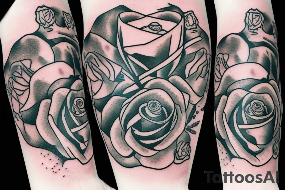 Ace of Spades with a small rose inside of it tattoo idea