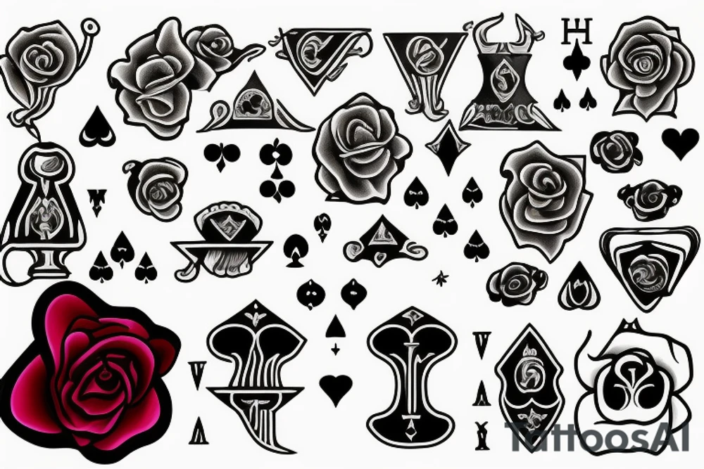 Ace of Spades with a small rose inside of it tattoo idea