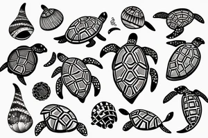 Turtle, Seashell, Waves tattoo idea