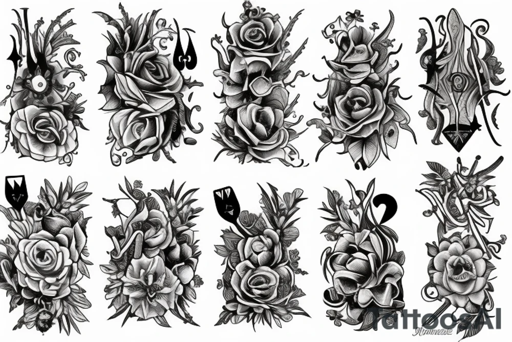 Ace of Spades flower tattoo idea