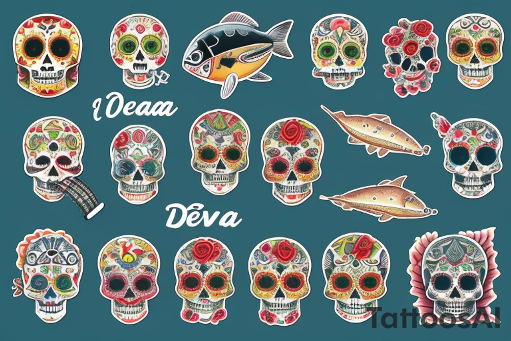 Ocean, Fishing, Anchors, Desert, DAD, Husband, Drums, Music, Motorcycles, San Diego, Tuna, Pisces, Love, Dia de los muertes tattoo idea