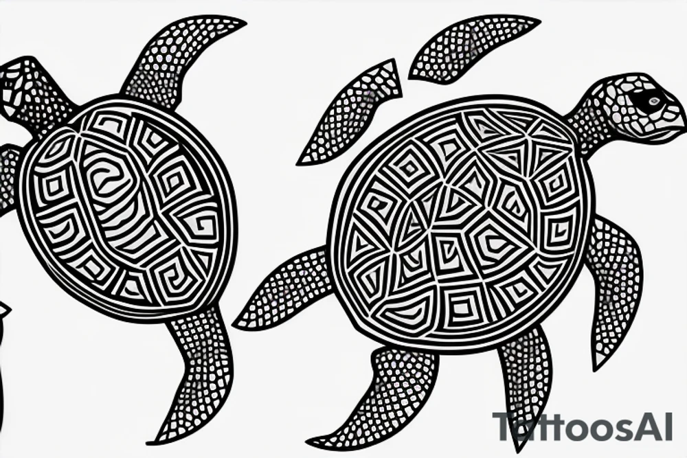 A Turtle with geometric forms tattoo idea