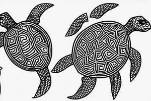 A Turtle with geometric forms tattoo idea