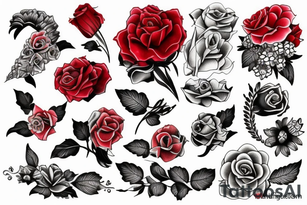 Flower color  red 
men tattoo idea