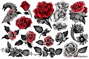 Flower color  red 
men tattoo idea