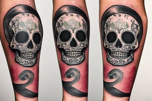 sleeve, old maps as the background, sugar skull with a half lime in one eye tattoo idea