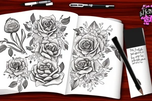A book and pen, with flowers around it tattoo idea