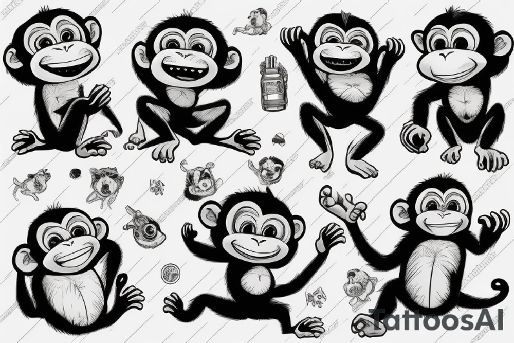 Monkey dressed as a monnk being abducted by an ovni tattoo idea